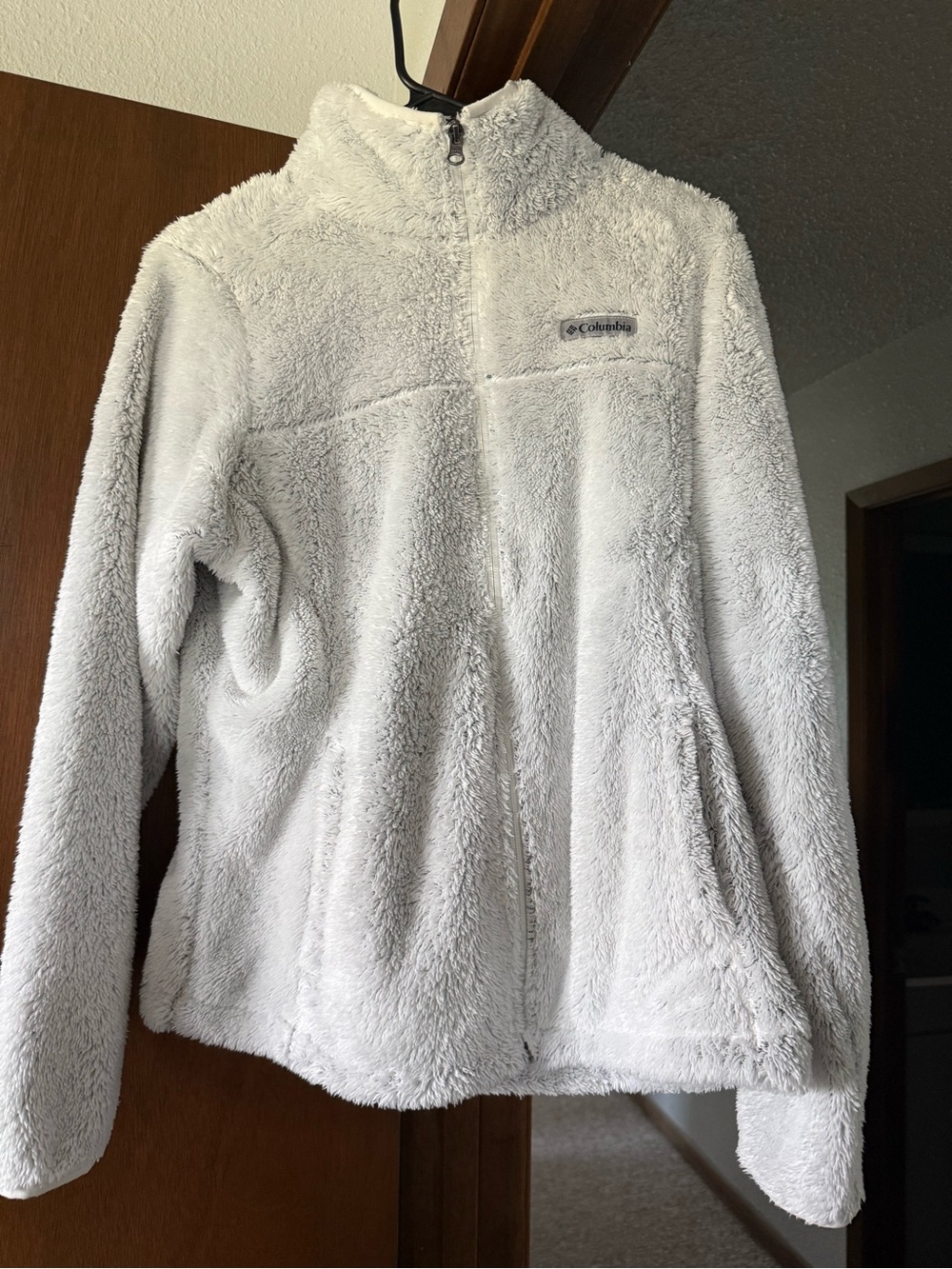 Columbia Light Gray Plush Sherpa Zip Jacket